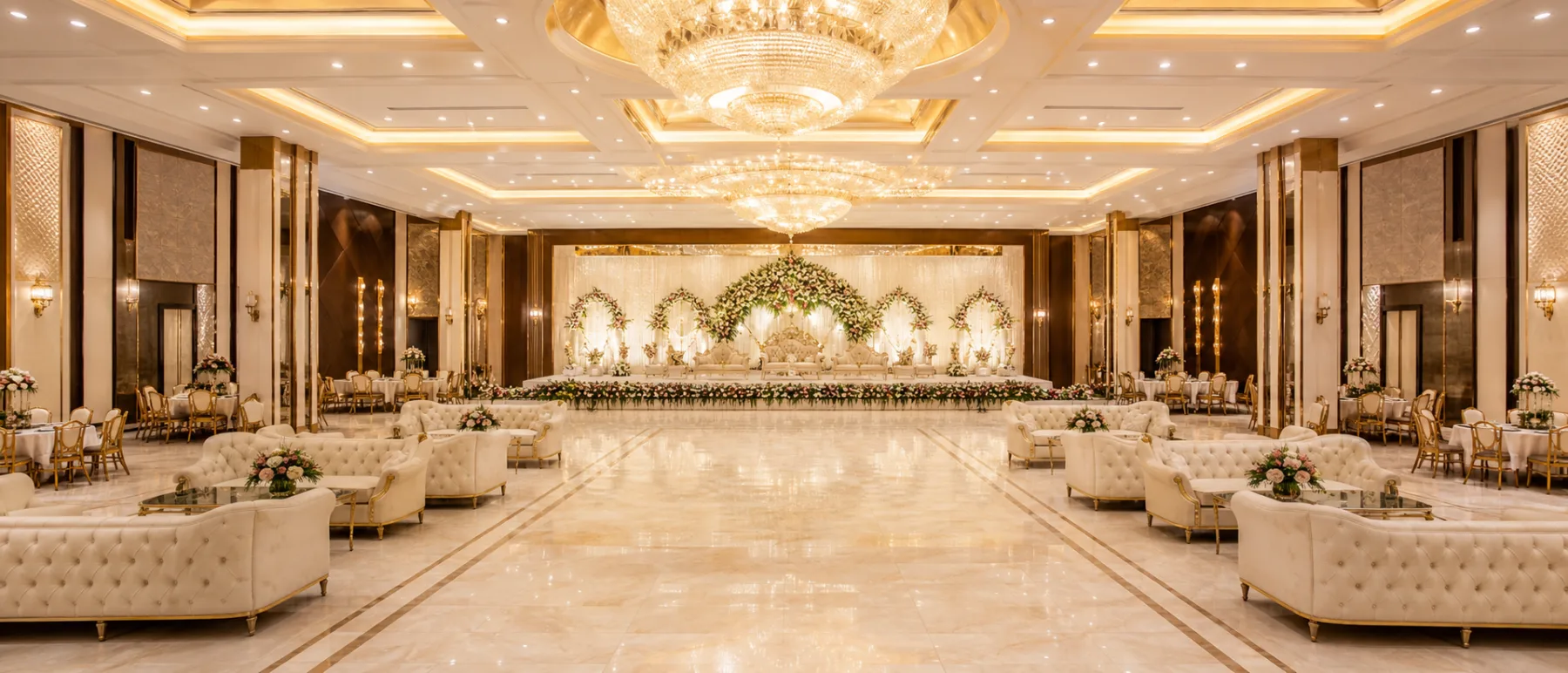 Luxury AMC Palace banquet hall with wedding stage